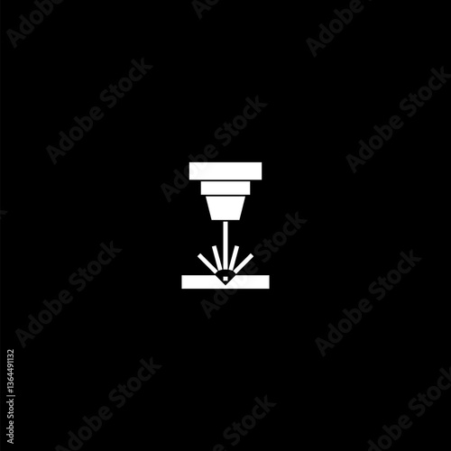 Laser cutting icon isolated on black background