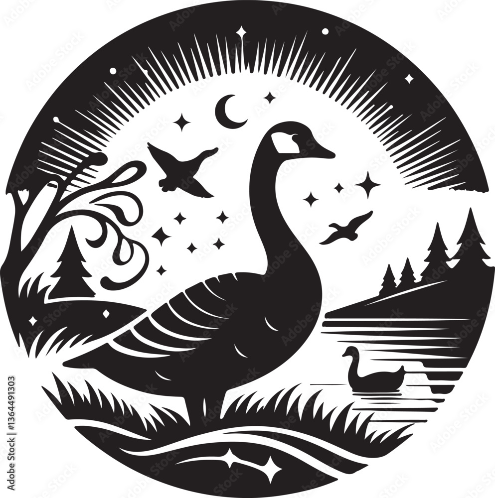 Fototapeta premium silhouette of a swan