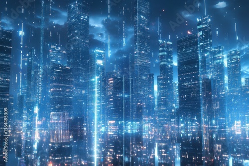 Wallpaper Mural The digital landscape of a city built on verticality, where each tower reaches for the sky in harmony and innovation. Torontodigital.ca