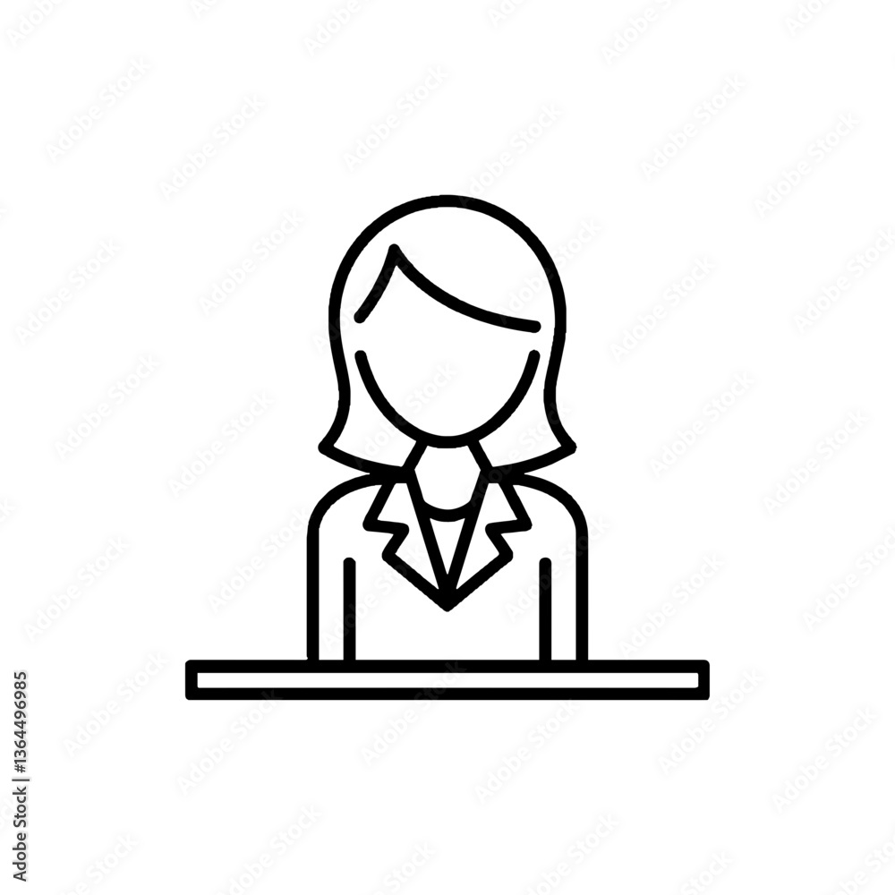 Receptionist Minimalistic Outline SVG Vector, line art Receptionist Minimalistic Outline SVG Vector, line art