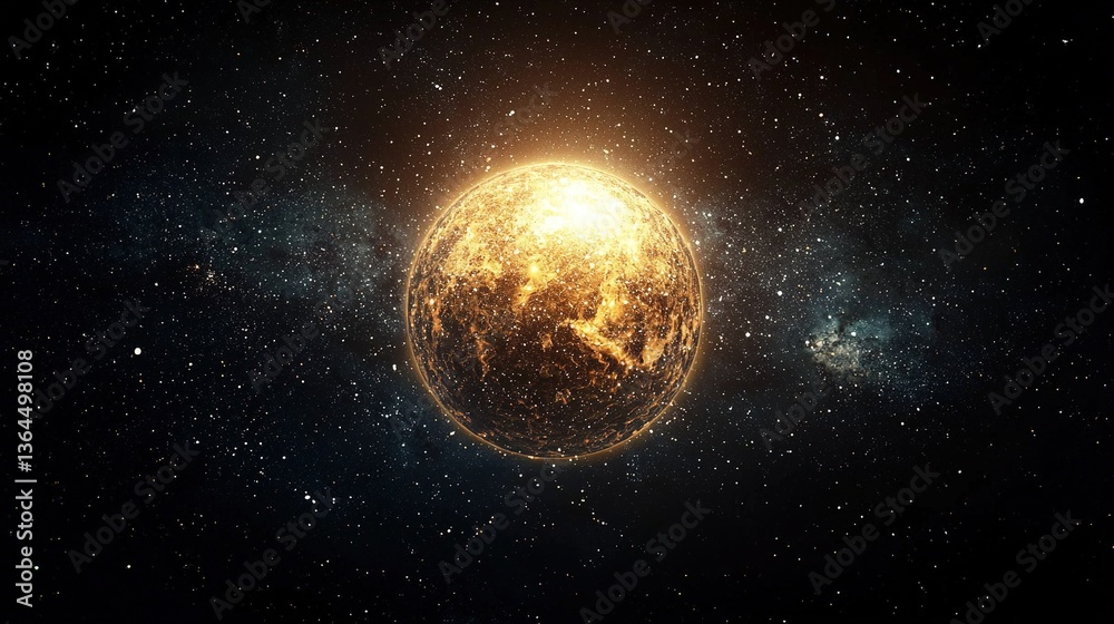 Fototapeta premium Golden planet in space