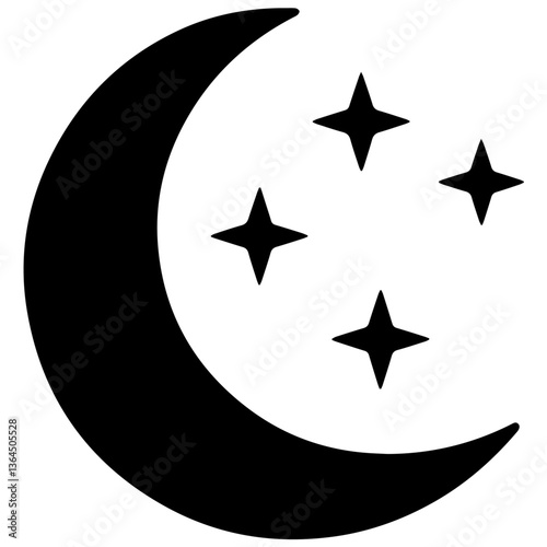 Black star and moon icon