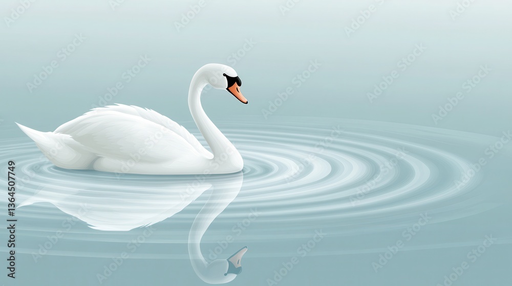 Fototapeta premium Elegant Swan Lake Serenity Water Reflection.