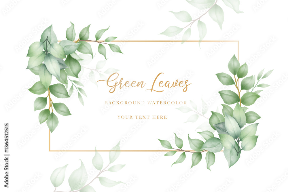 Fototapeta premium beautiful background green leaves watercolor