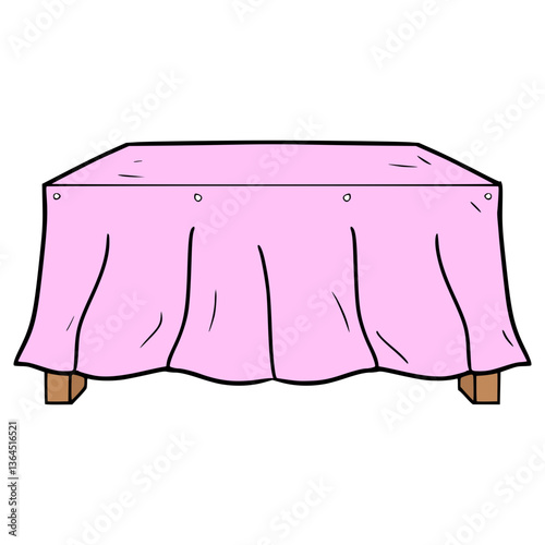 table with tablecloth illustration hand drawn isolated vector