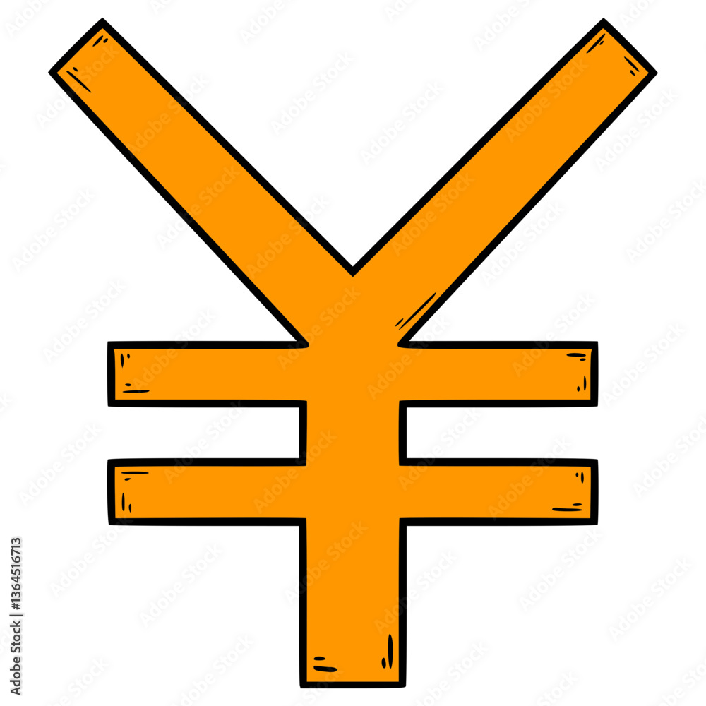 Obraz premium yen icon illustration hand drawn isolated vector