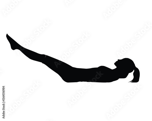 Silhouettes of woman doing exercise fitness gym meditation yoga poses stretch exercise. Flat vector illustration isolated on white background