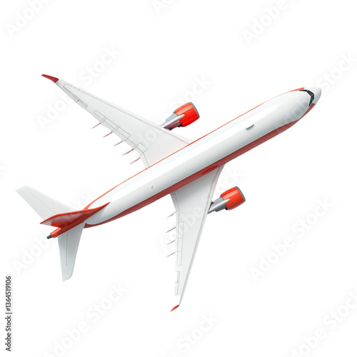Airplane in Flight Red White Design Travel Journey,