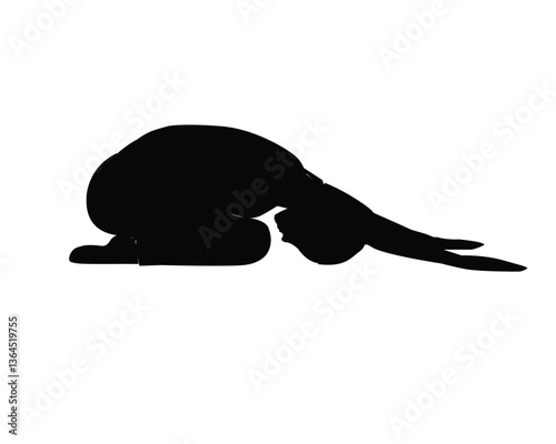 Silhouettes of woman doing exercise fitness gym meditation yoga poses stretch exercise. Flat vector illustration isolated on white background