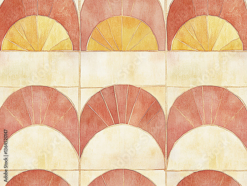 Abstract geometric pattern featuring warm-toned arches in a repetitive design, suitable for backgrounds