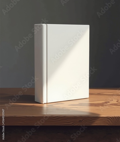 Closed Hardcover Book on Wooden Surface with Minimalist Design
