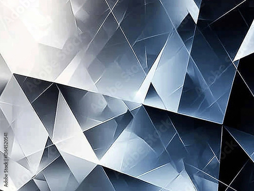 Abstract geometric pattern with sharp angles and contrasting shades of blue and white