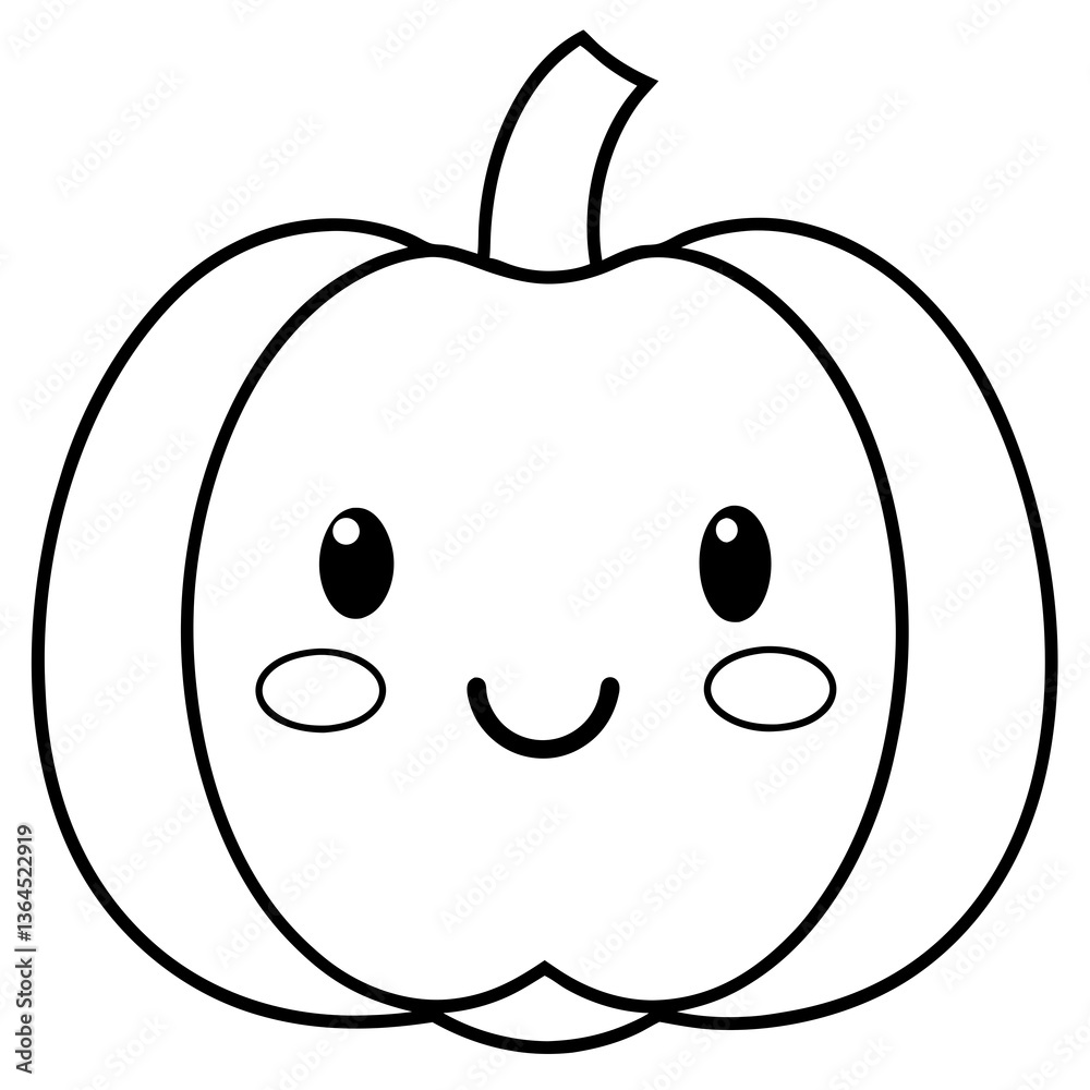 Obraz premium Cute kawaii style pumpkin face line art vector illustration