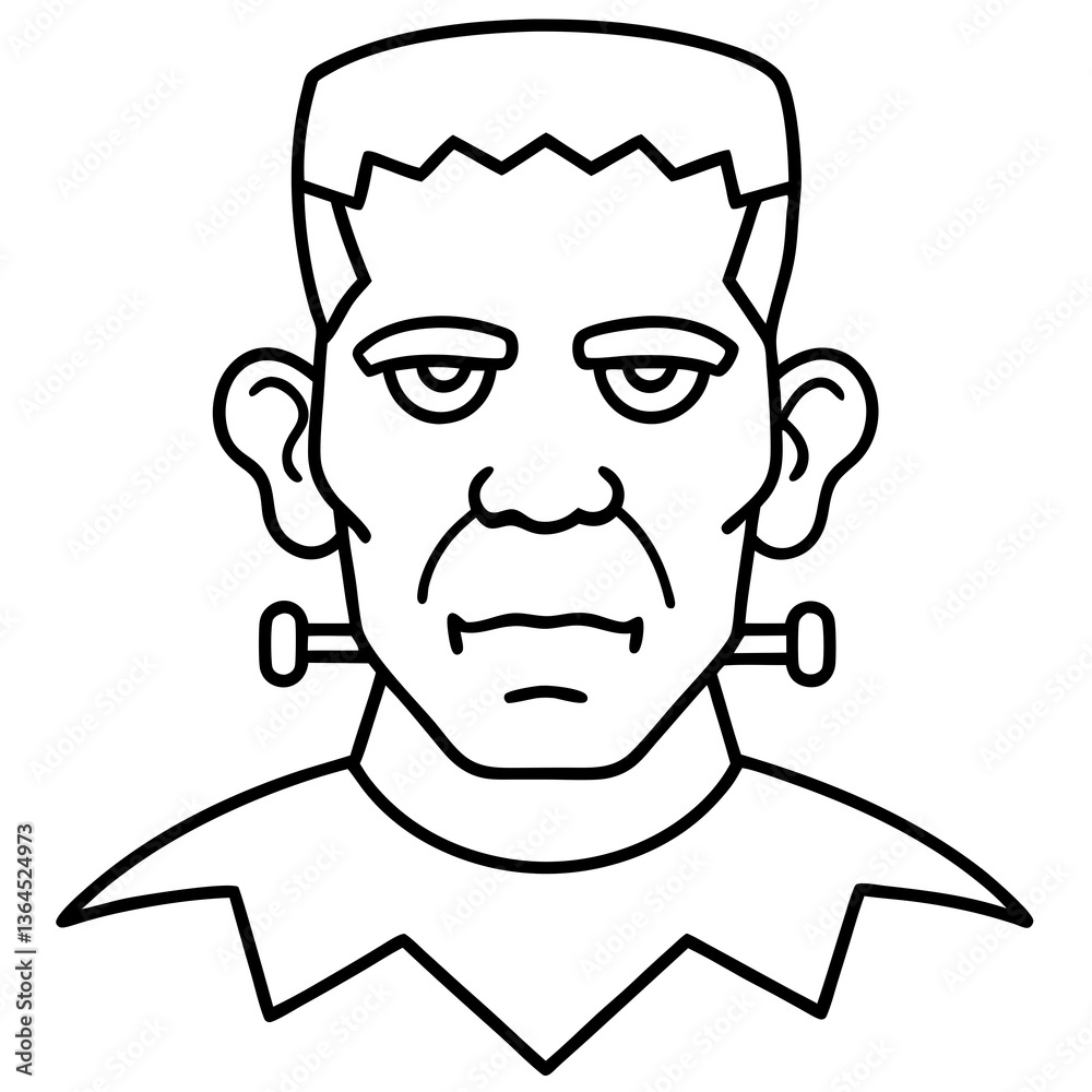 Frankenstein's monster with bolts on the neck line art vector illustration Frankenstein's monster with bolts on the neck line art vector illustration