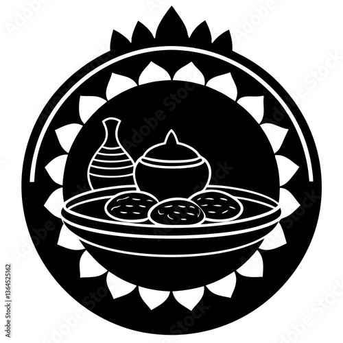 Folk style poster of a traditional Bengali thalis