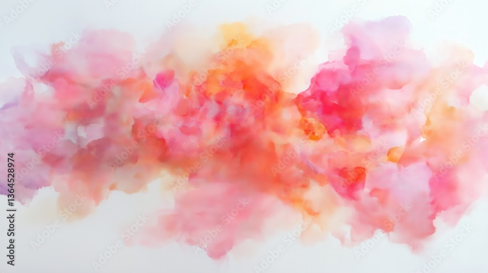 Fototapeta premium an abstract watercolor painting in shades of pink and orange. This colorful artwork evokes feelings of beauty and creativity