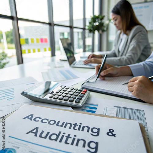 accounting & auditing company, accountants working in office