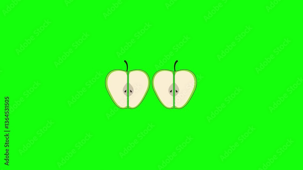 APPLE ICON ANIMATION. Red apple rotation on Transparent screen background. apple icon. 