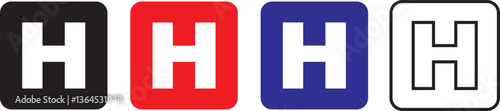 hospital sign with the letter h icon flat vector icon for apps and websites