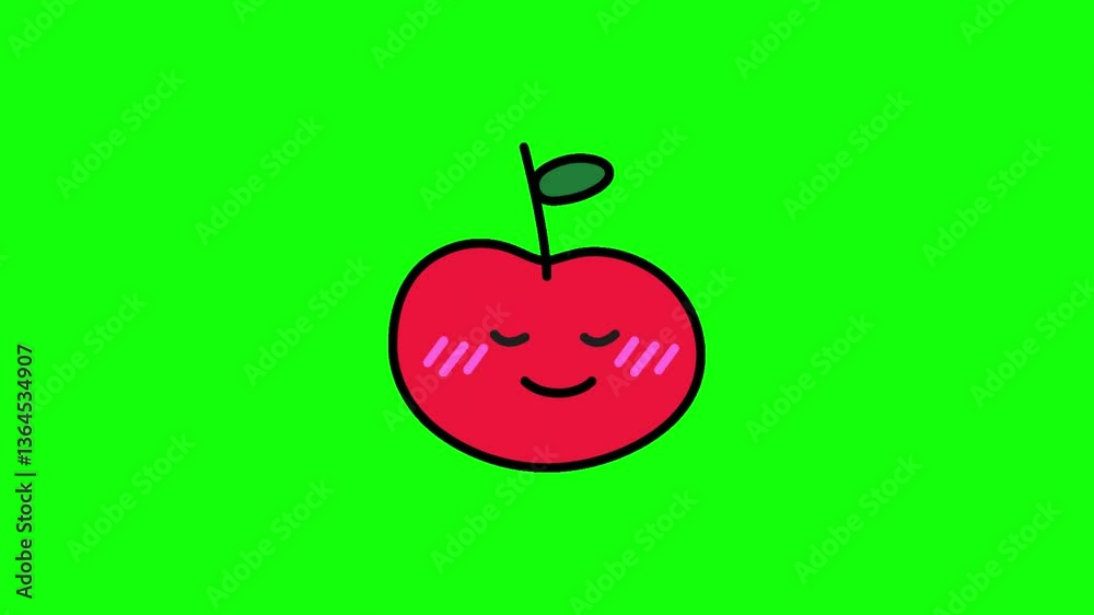 APPLE ICON ANIMATION. Red apple rotation on Transparent screen background. apple icon. 
