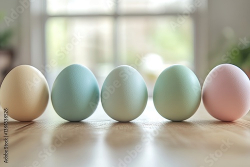 Fresh eggs sit atop a rustic wooden table, ready for use