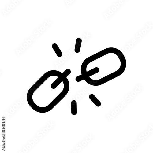 Broken chain link icon with explosion effect. unlink icon
