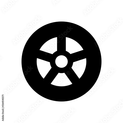 Car, vehicle or automobile tire alloy wheel with rim flat vector icon for apps and websites