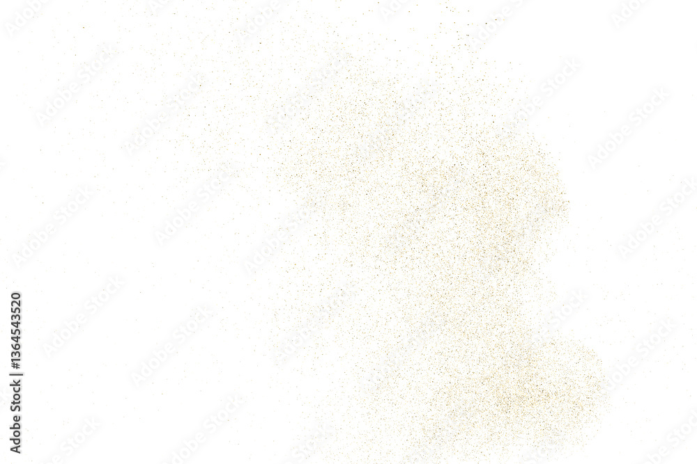 Gold texture pattern on transparent background. Old paper surface. Light golden confetti. Yellow Illustration backdrop. PNG design element.