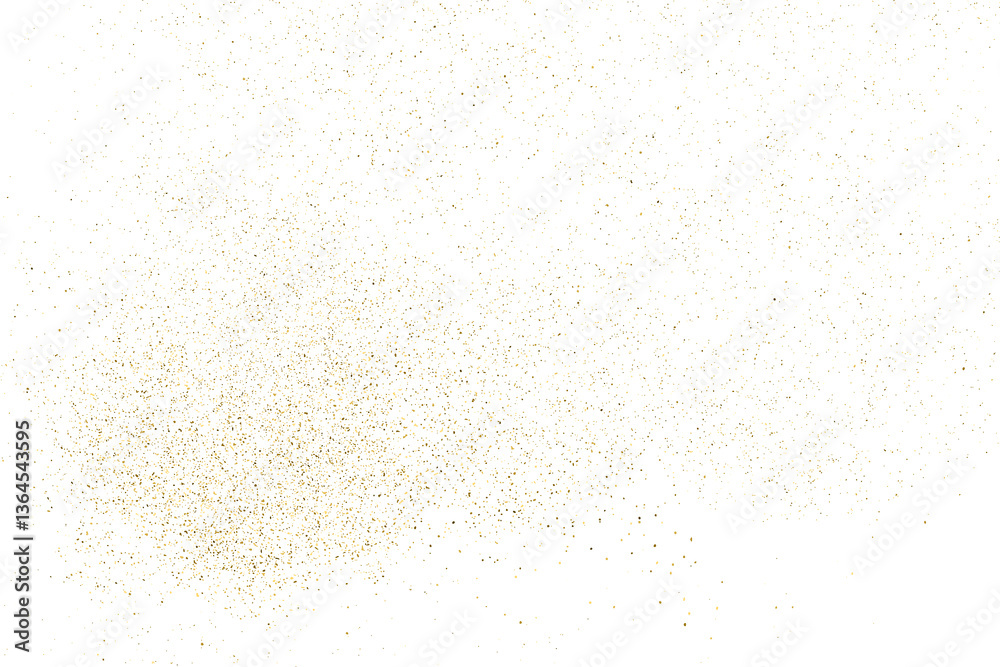Gold texture pattern on transparent background. Old paper surface. Light golden confetti. Yellow Illustration backdrop. PNG design element.