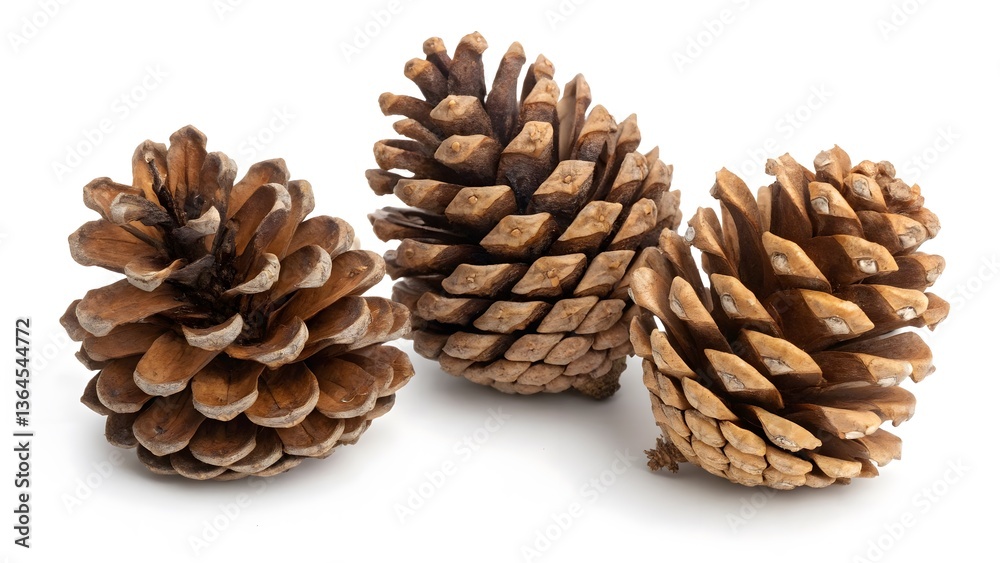 Set of Pinecones with a Rustic Texture, Isolated on a White Background, ideal for seasonal and rustic decor, High-Quality Nature-Inspired Decoration Stock Photo Set of Pinecones with a Rustic Texture, Isolated on a White Background, ideal for seasonal and rustic decor, High-Quality Nature-Inspired Decoration Stock Photo