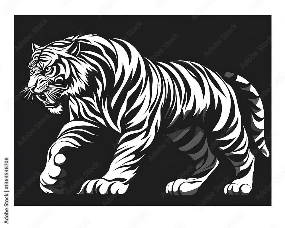 Fototapeta premium Tiger Graphic, Black & White