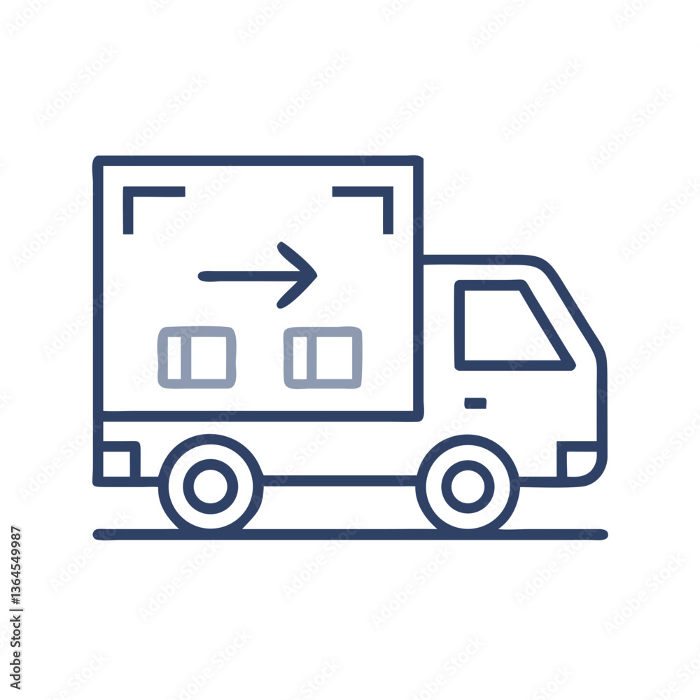 Delivery truck with arrows icon in flat outline style Delivery truck with arrows icon in flat outline style