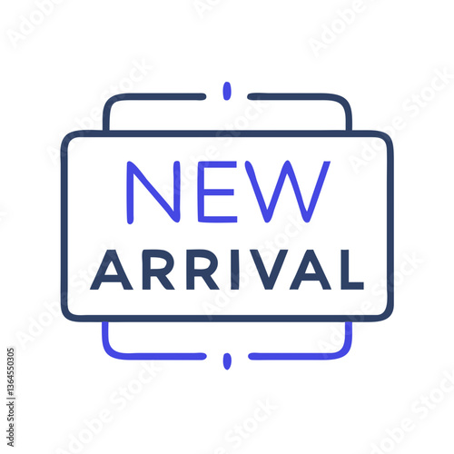 New arrival label icon in flat outline style