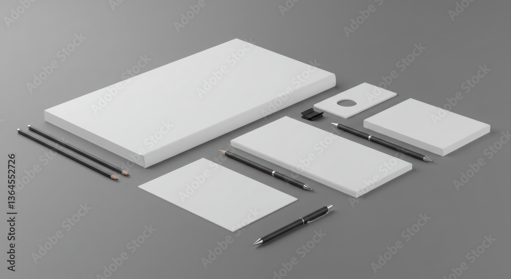 Blank stationery set mockup on gray Blank stationery set mockup on gray