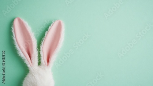 Wallpaper Mural Easter Banner with Bunny Ears and Speckled Eggs on Pastel Green Background Torontodigital.ca