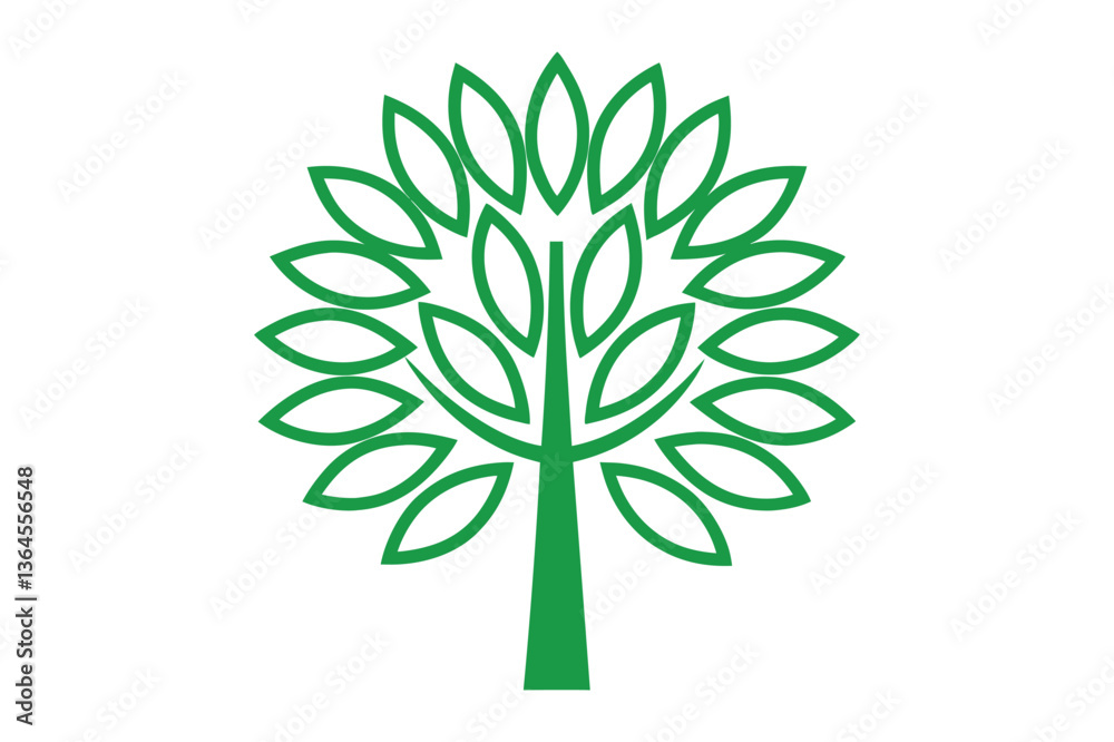 Green Leaf Tree Illustration: A simple yet elegant illustration of a green leafy tree, symbolizing growth, nature and the environment. Green Leaf Tree Illustration: A simple yet elegant illustration of a green leafy tree, symbolizing growth, nature and the environment.