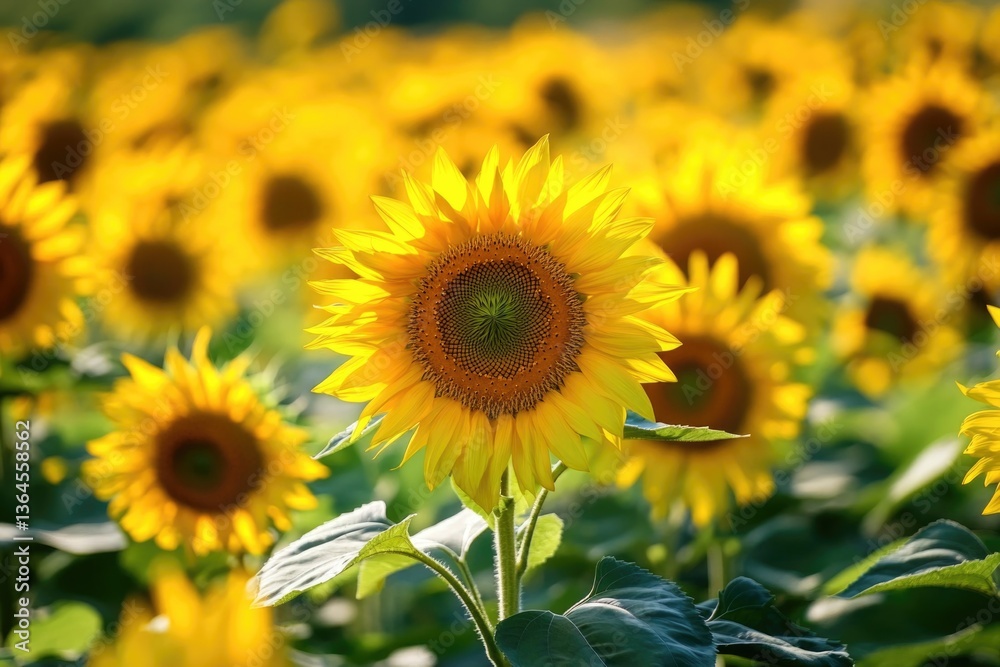 A bright and cheerful image of sunflowers in full bloom, with lush green leaves and vibrant yellow petals A bright and cheerful image of sunflowers in full bloom, with lush green leaves and vibrant yellow petals