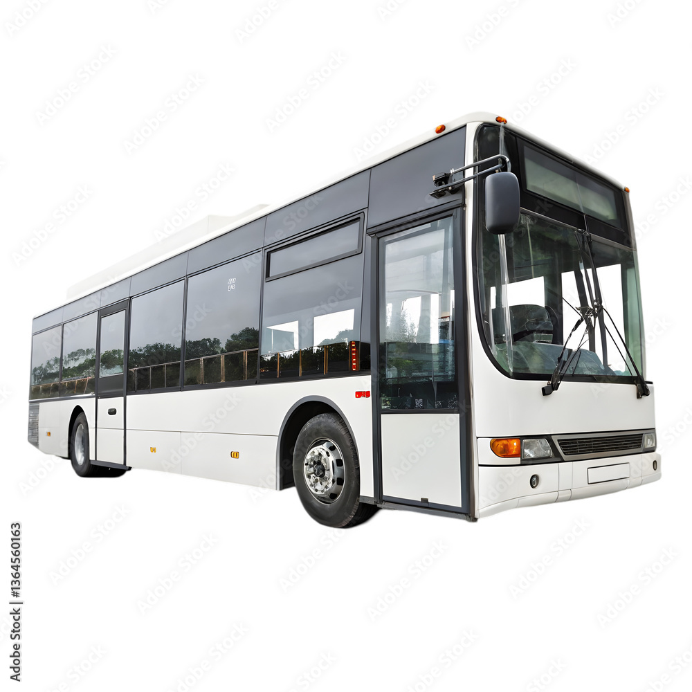 Modern city bus with minimalist design, isolated on transparent background Modern city bus with minimalist design, isolated on transparent background