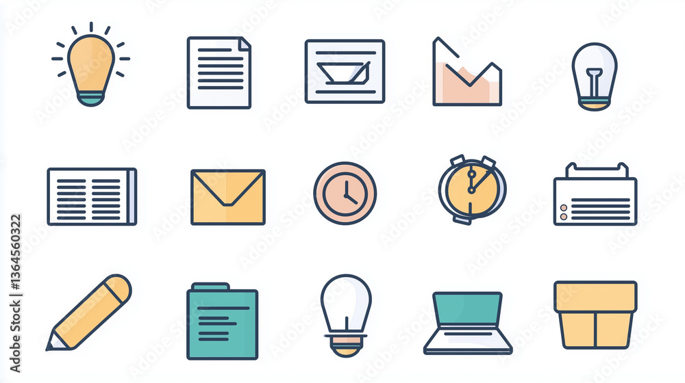 Minimalist Business Icons on White Background, Representing Modern Simplicity and Professional Clarity Minimalist Business Icons on White Background, Representing Modern Simplicity and Professional Clarity