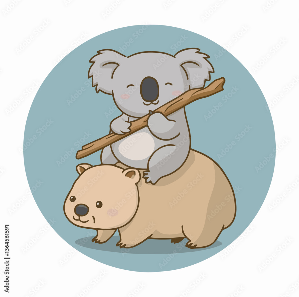 Fototapeta premium Cute Wombat Illustration: Digital Art for Wombat Lovers & Nature Enthusiasts