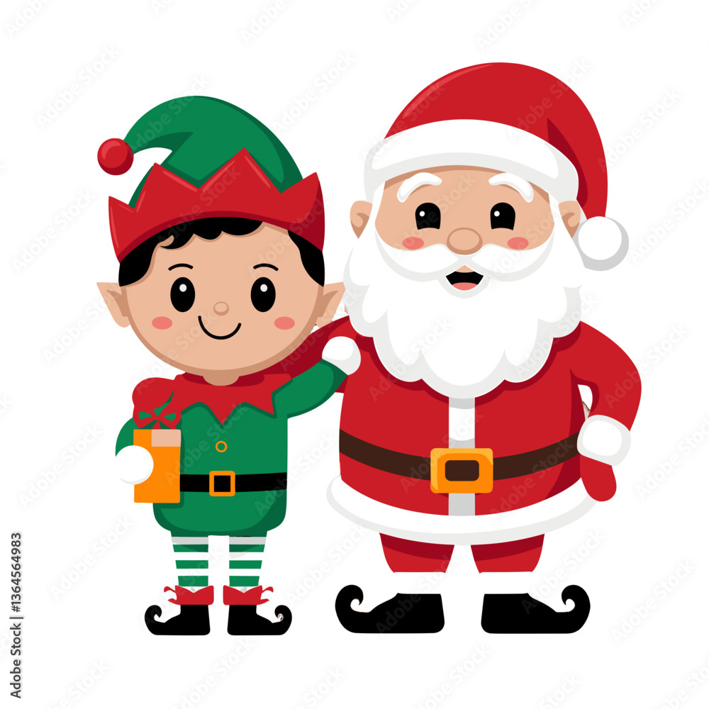 Santa And Elf SVG Vector Design Illustration Santa And Elf SVG Vector Design Illustration