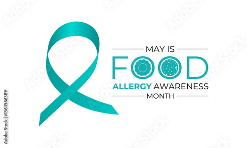Vector illustration of Food Allergy Awareness Month is May medical  background template. Holiday concept. Realistic ribbon with virus. Design for web banner, cards, prints, social media, poster, flyer
