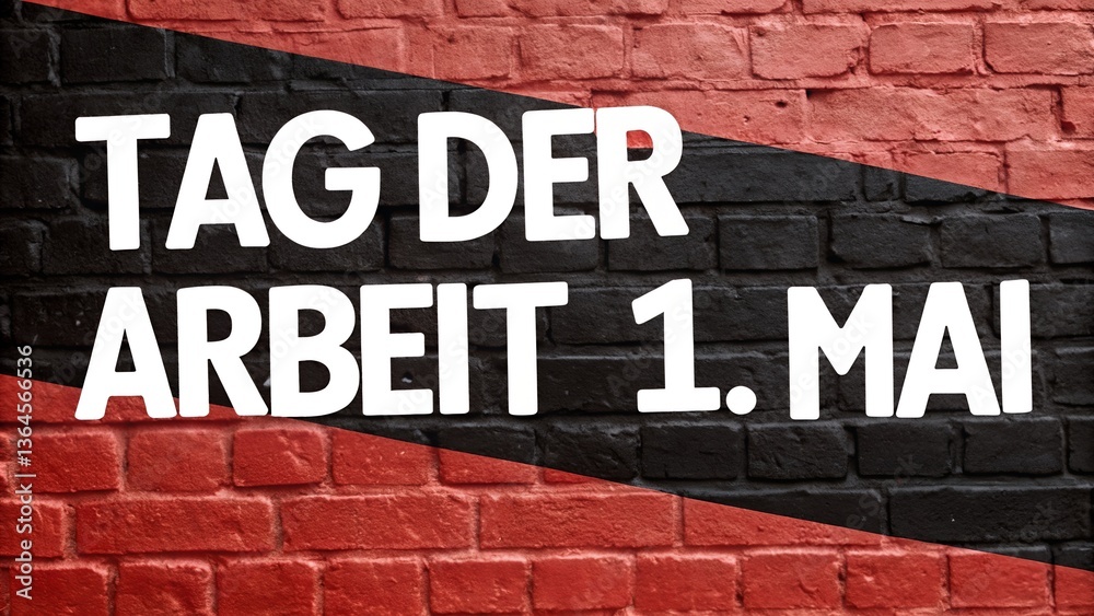 Obraz premium International Workers Day May 1st German Brick Wall Background Tag Der Arbeit