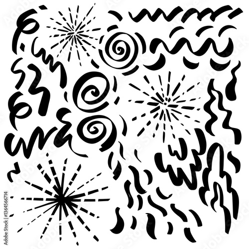 Hand-drawn shapes, showcasing different styles and directions. These could be useful for visual communication, highlighting points, or adding artistic flair to a design.