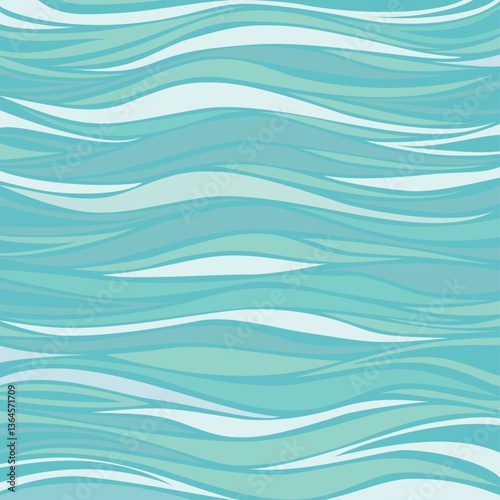 Abstract mint background.  Horizontal lines and strips. Green, mint and blue wave layers paper cut cover design. Abstract background design for your business. Horizontal card format for web banner 