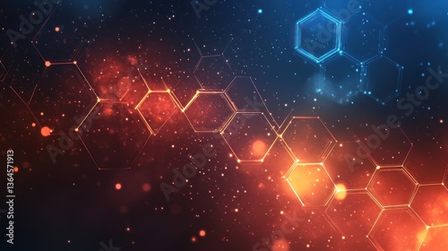 Abstract Hexagonal Network: Cosmic Digital Art