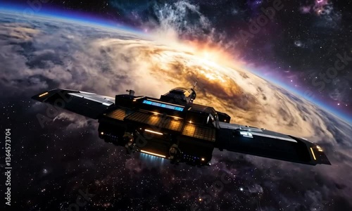 Wallpaper Mural Space Ship and Milky Way Stars Torontodigital.ca