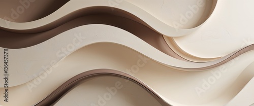 Abstract beige and brown curving wall design