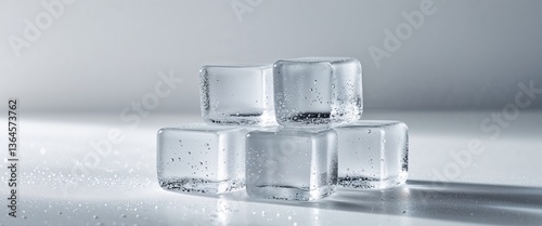 A cluster of ice cubes captured in a tight shot. photo
