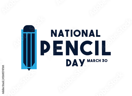 National Pencil Day. March 30. Flat design vector.